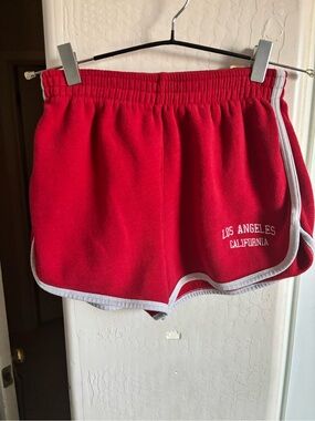 Brandy Melville Red Athletic Shorts with White Trim